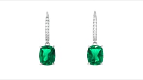 13.00 ct. t.w. Simulated Emerald and .20 ct. t.w. CZ Jewelry Set Drop Earrings and Pendant Necklace in Sterling Silver