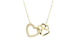 30 ct. t.w. White Topaz Heart and Paw Print Necklace in 18kt Gold Over Sterling