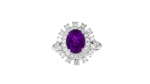 C. 1990 Vintage 1.50 Carat Amethyst and 1.10 ct. t.w. Diamond Ring in 18kt White Gold