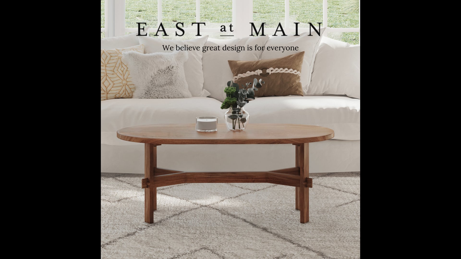 East at Main Avalon Off-White Teakwood Square Accent Table
