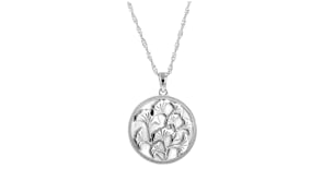 Sterling Silver Ginkgo Leaf Pendant Necklace