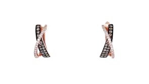 Le Vian .98 ct. t.w. Chocolate and Vanilla Diamond Crisscross Earrings in 14kt Strawberry Gold