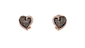 Le Vian 1.42 ct. t.w. Chocolate and Vanilla Diamond Heart Earrings in 14kt Strawberry Gold