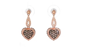 Le Vian .95 ct. t.w. Chocolate Diamond Heart Drop Earrings with .26 ct. t.w. Vanilla Diamonds in 14kt Strawberry Gold