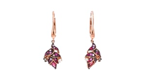 Le Vian .80 ct. t.w. Raspberry Rhodolite and .40 ct. t.w. Bubble Gum Pink Sapphire Floral Drop Earrings with Chocolate and Vanil