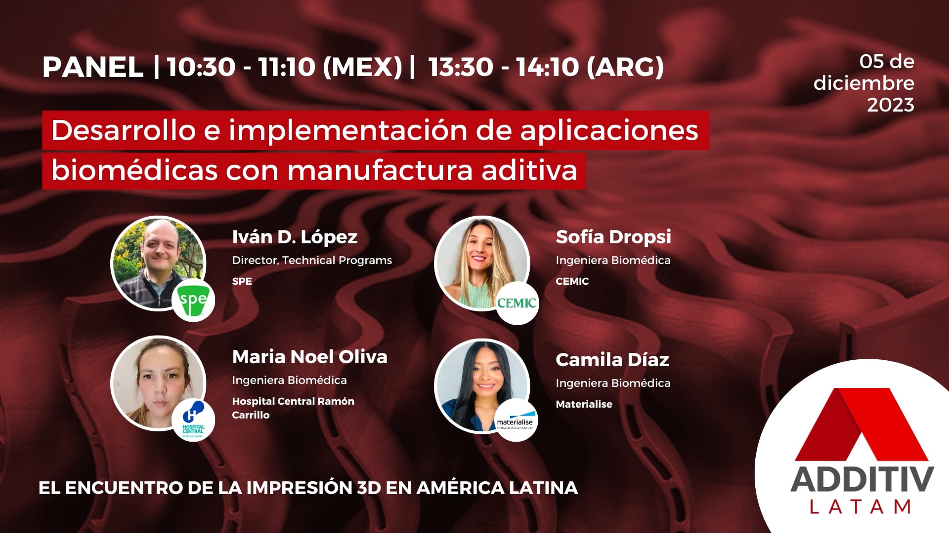 Panel 2 -  Desarrollo e implementación de aplicaciones biomédicas con manufactura aditiva