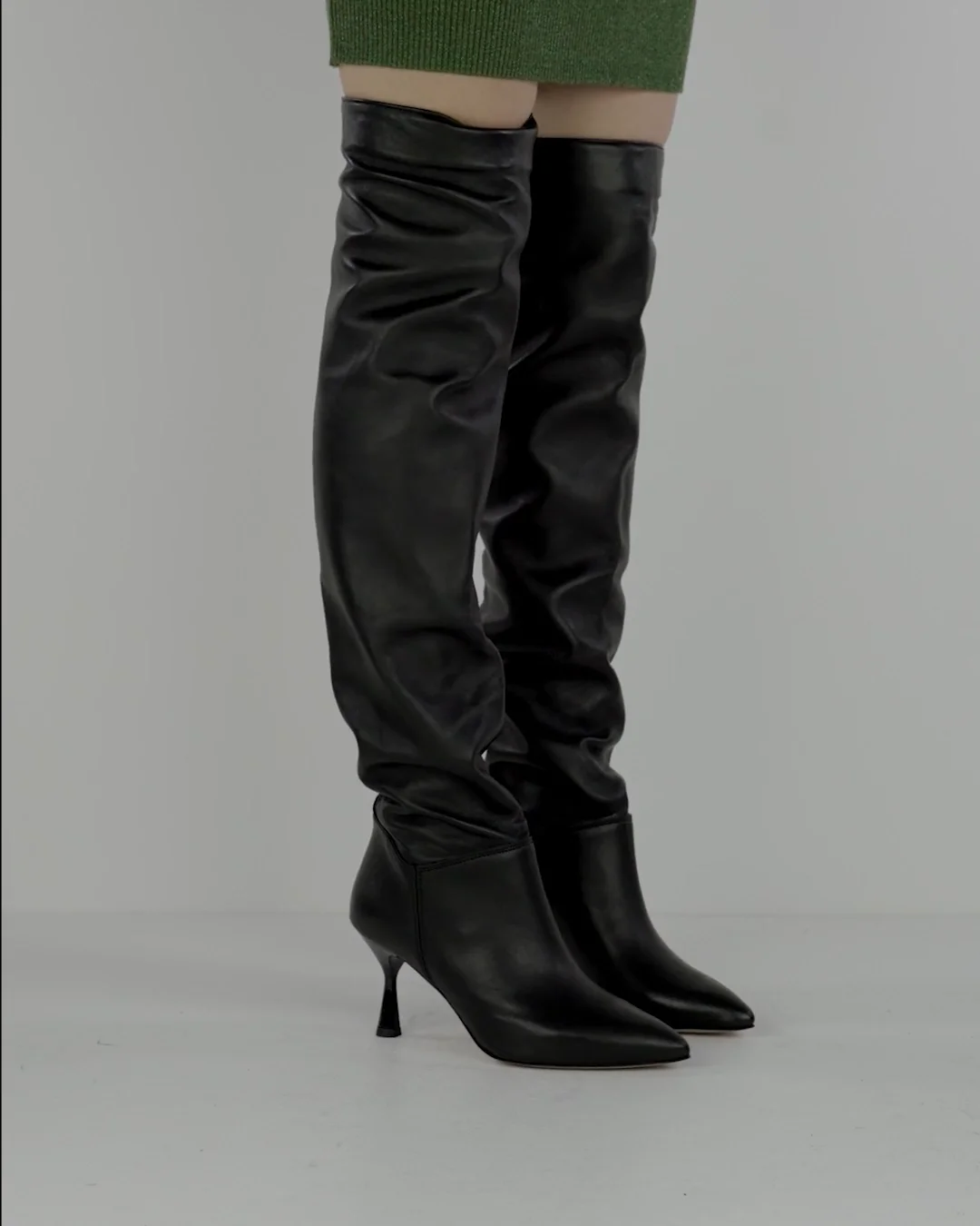 High heel boots woman heel 7 cm black leather | Barca Stores