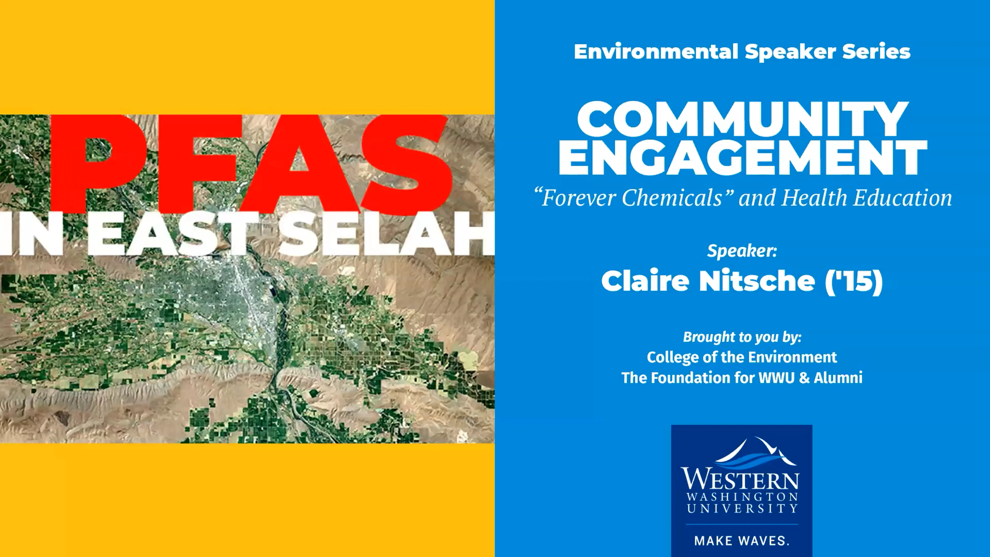 Environmental Speaker Series Presents: Community Engagement, 'Forever  Chemicals', and Health Education on Vimeo