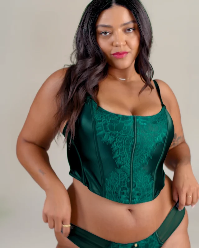 Geneviève Dark Green Plus Cropped corset, 1X-4X