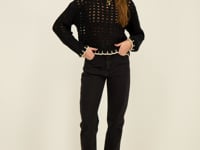Black cable knit sweater with contrasting seam | My Jewellery