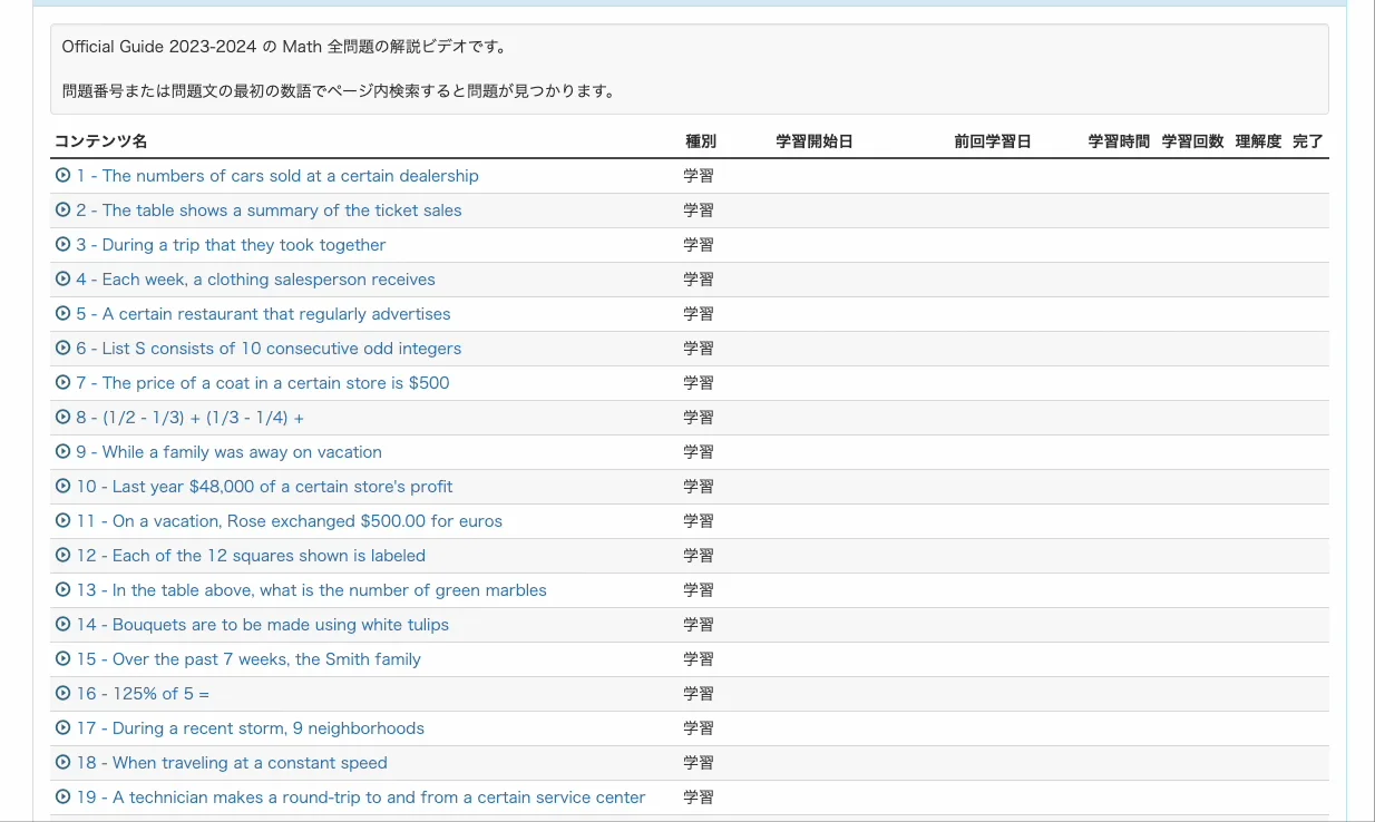 GMAT Math 対策コース