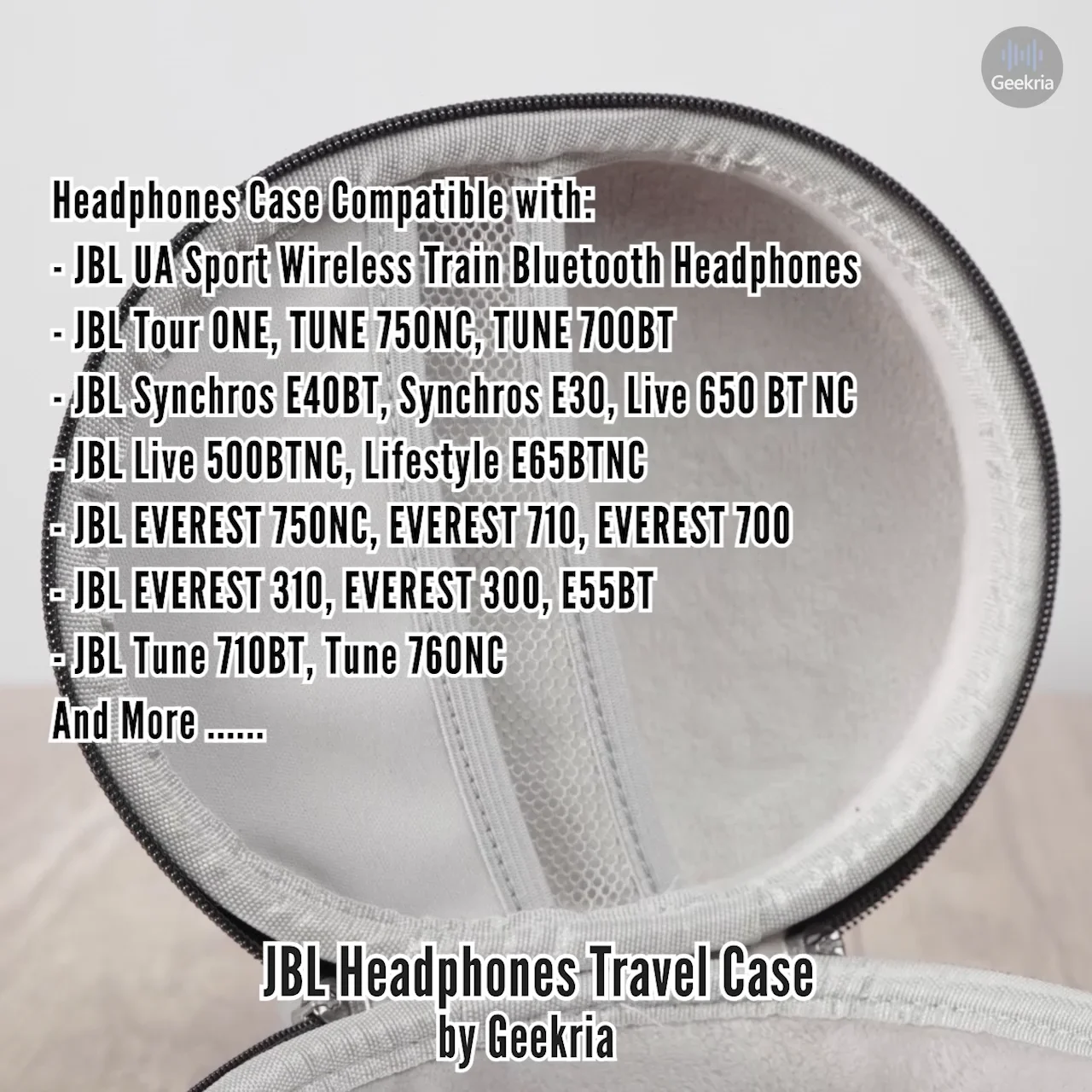 Geekria Headphone Case for JBL Tune 710BT, Tune 760NC, Live 650