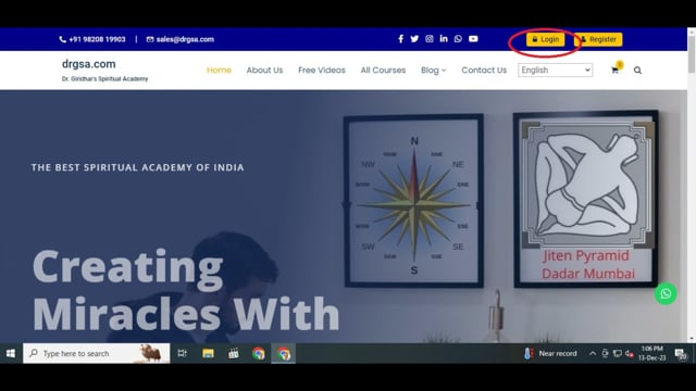 Step by step guide to login to drgsa.com website for online vastu course