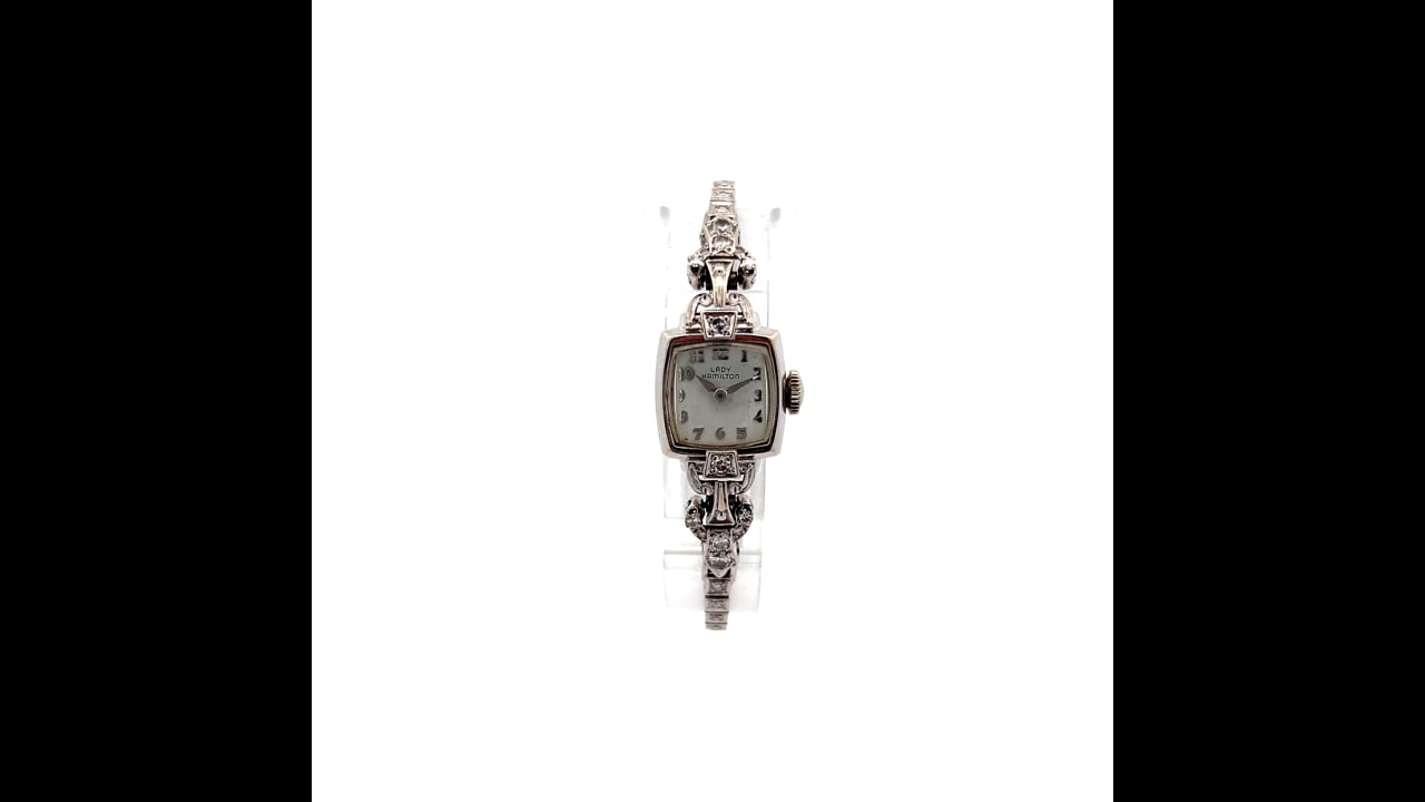 Antique Art Deco Hamilton Ladies Watch in 14k White Gold  display picture 1