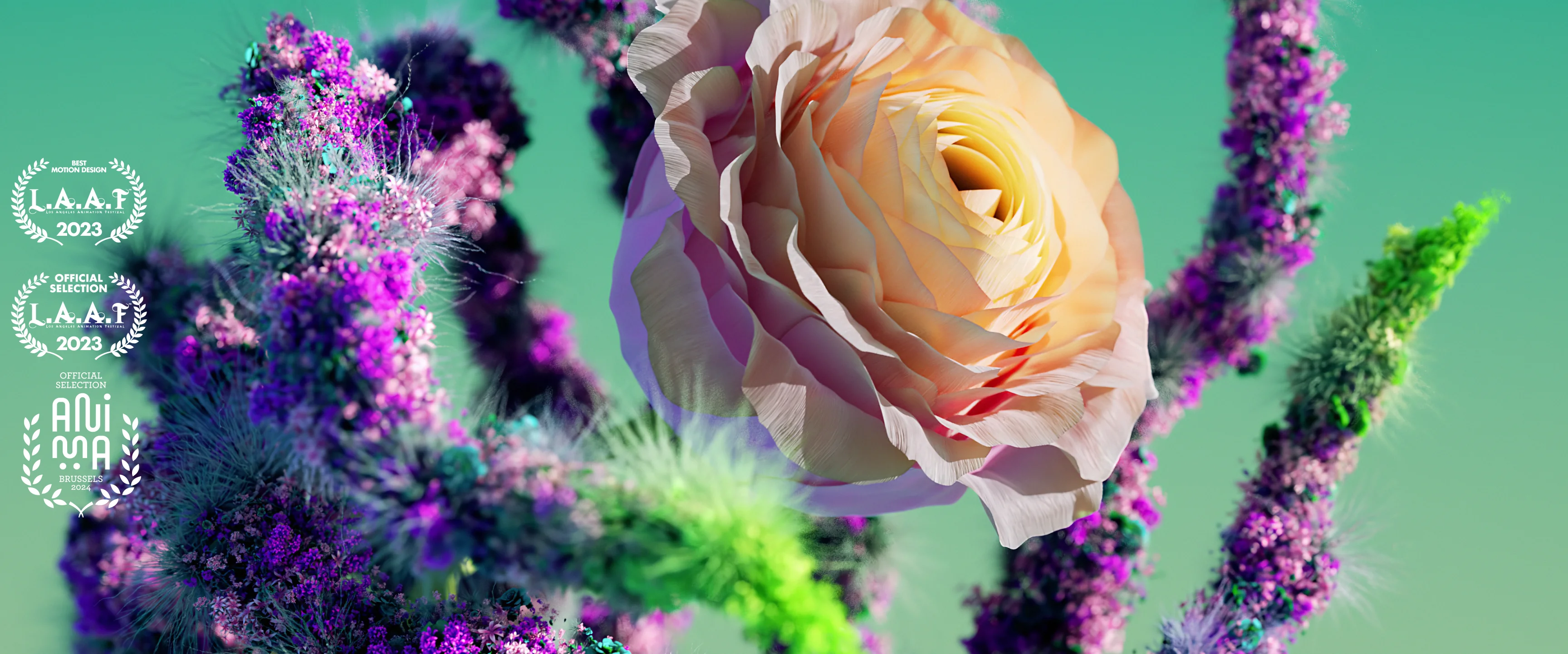 Elysian - Border Print PURPLE - Per Yard - Jason Yenter - In The Begin —  RebsFabStash, image size:3456x1442