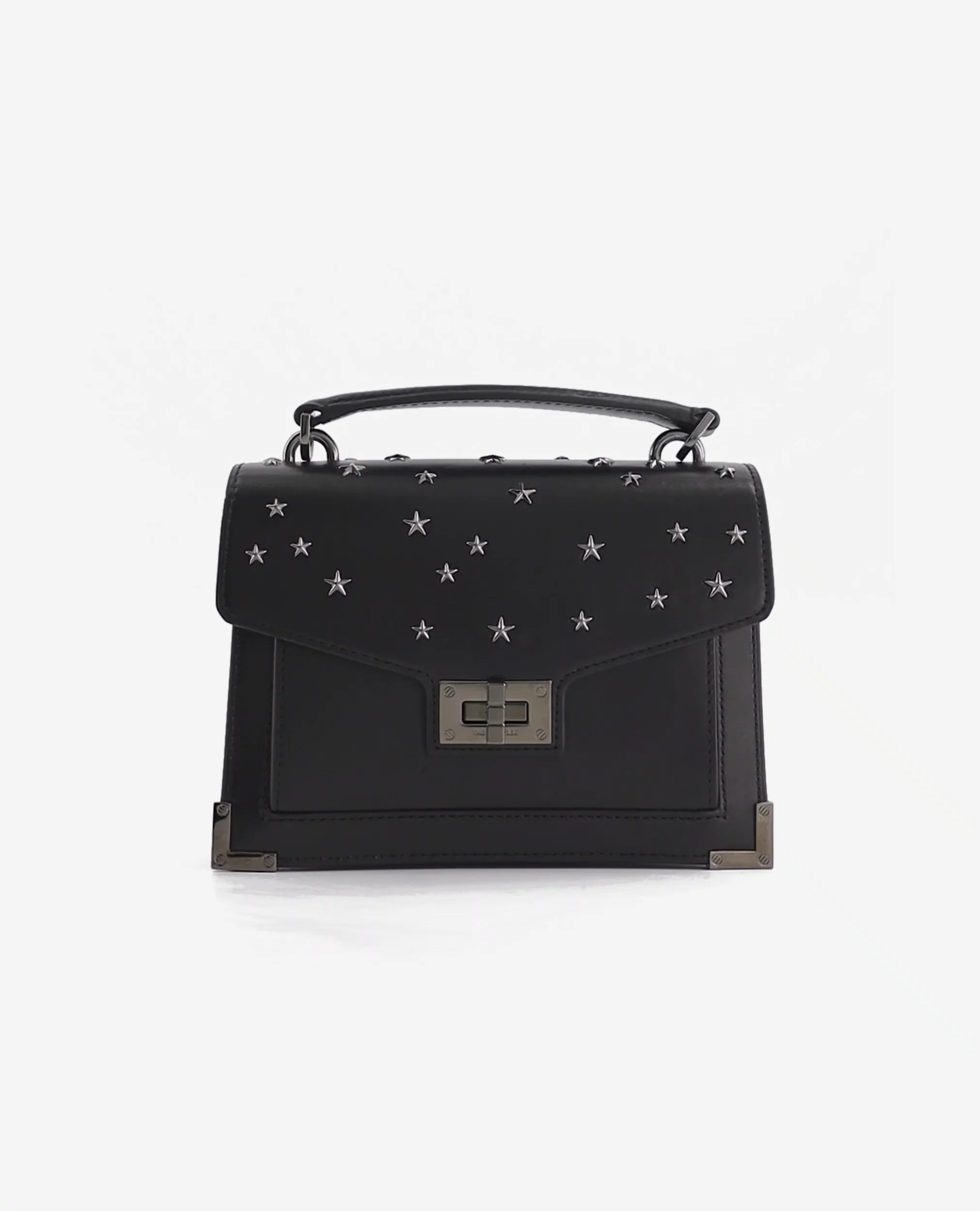 Small Emily bag in black leather with stars The Kooples US