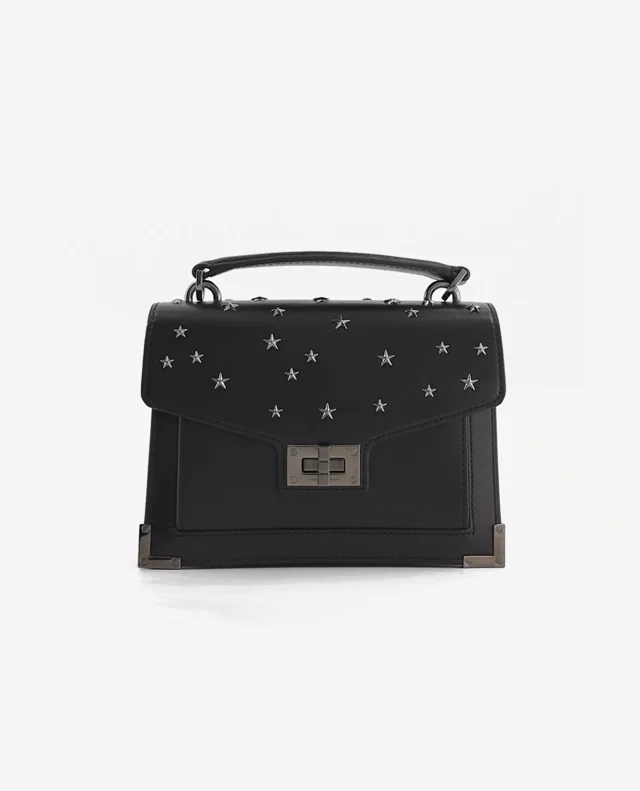 Small Emily bag in black leather with stars The Kooples