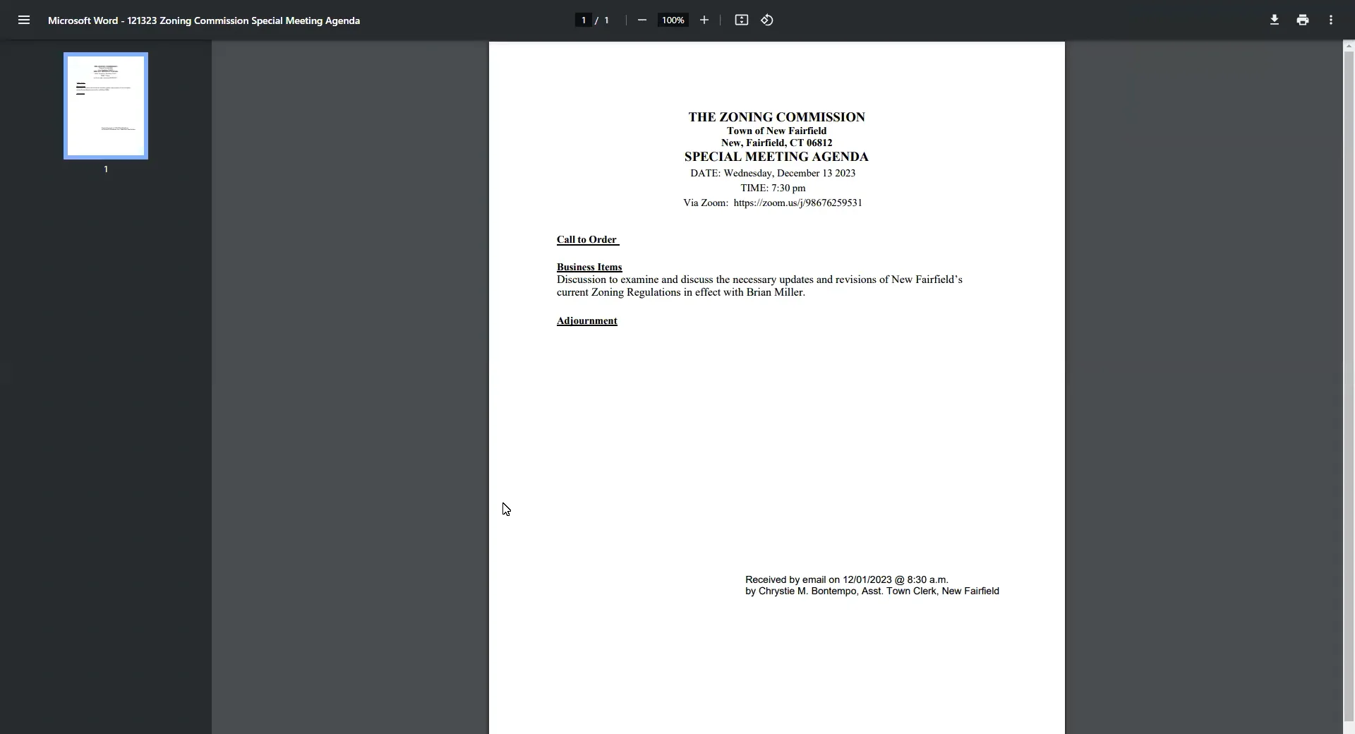 Town of New Fairfield Board of Selectmen And other town boards Zoning Commission 13