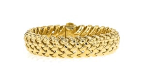 C. 1989 Vintage Tiffany Jewelry 18kt Yellow Gold Woven Bracelet