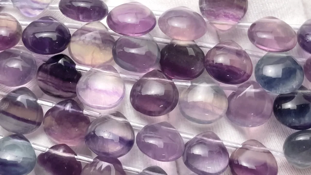 マルチカラーフローライト マロン（プレーン）10×10mm 1連｜天然石