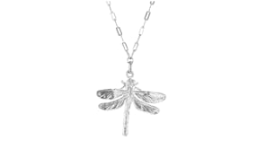 Italian Sterling Silver Dragonfly Paper Clip Link Necklace