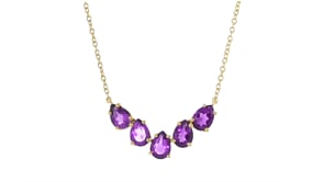 4.20 ct. t.w. Amethyst Jewelry Set Earrings and Five-Stone Necklace in 18kt Gold Over Sterling