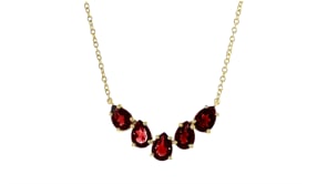 6.00 ct. t.w. Garnet Jewelry Set Earrings and Five-Stone Necklace in 18kt Gold Over Sterling