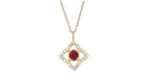 1.80 ct. t.w. Rhodolite Garnet and 1.40 ct. t.w. White Zircon Jewelry Set Earrings and Pendant Necklace in 18kt Gold Over Sterl