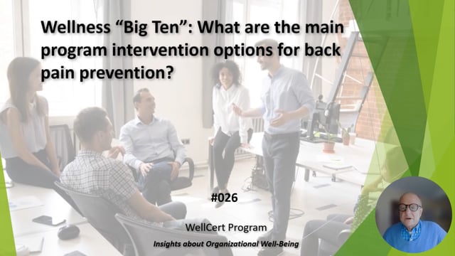 #026 Wellness Big Ten: What are the main program intervention options for back pain prevention?
