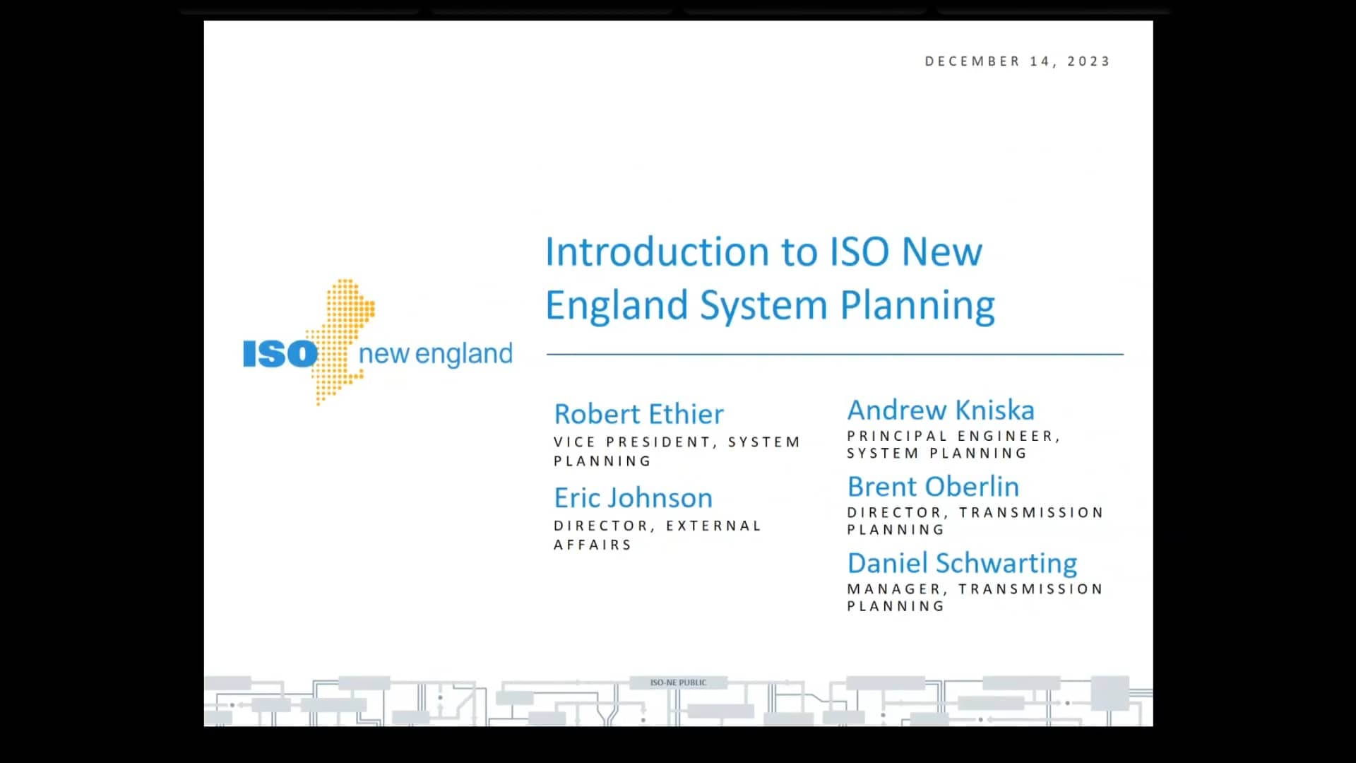 December 14 inar Introduction to ISO New England System Planning on