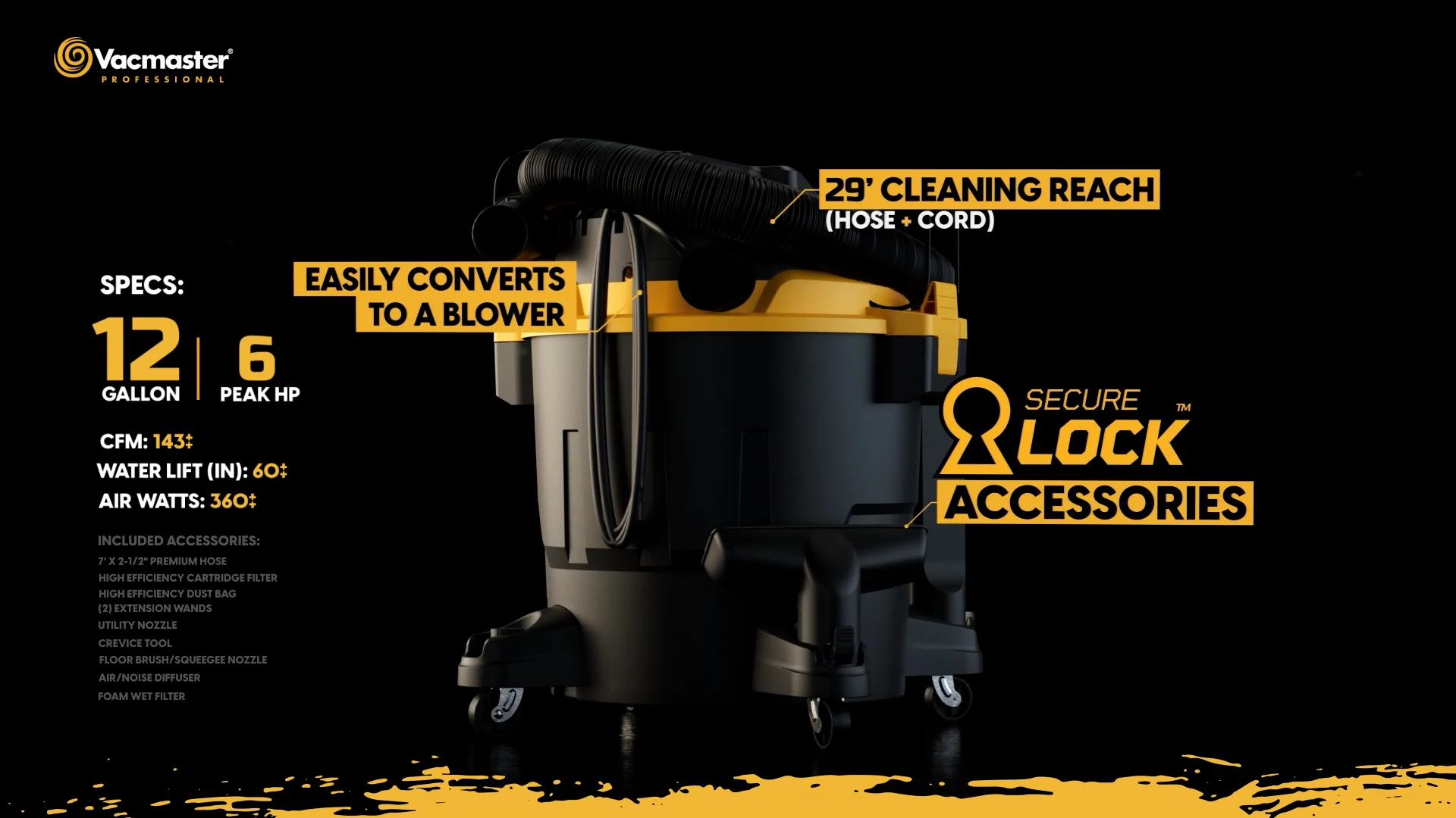 12-Gallon 6 Peak HP Beast Series™ Wet/Dry Vacuum VJH1211PF 0204