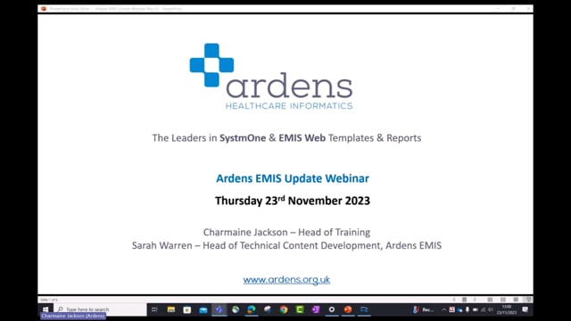 Ardens EMIS Update Webinar - November 2023
