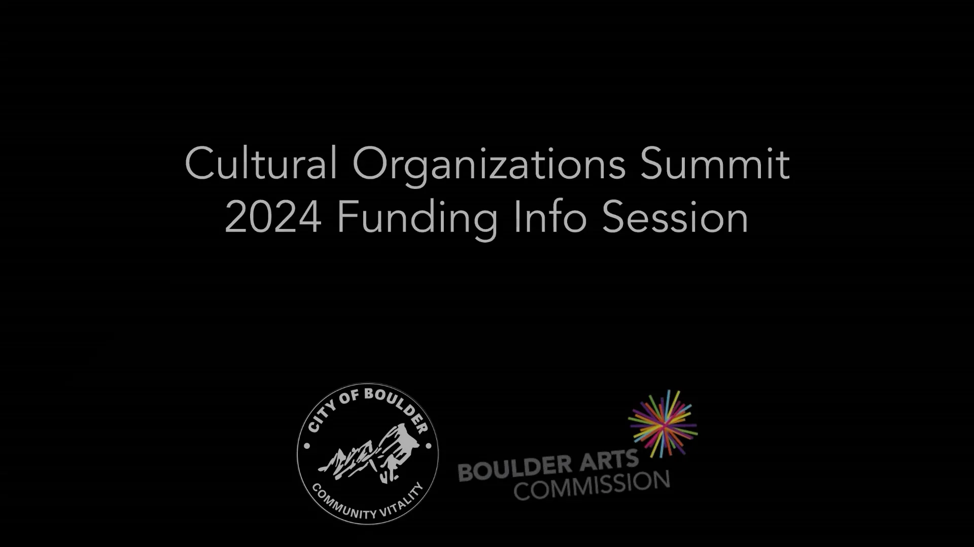 Cultural Organizations Summit 2024 Funding Info Session on Vimeo