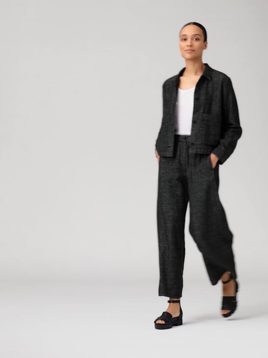 Tweedy Hemp Cotton Classic Collar Jacket | EILEEN FISHER