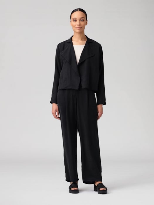 Sandwashed Twill Stand Collar Jacket | EILEEN FISHER Sandwashed Twill Stand Collar Jacket | EILEEN FISHER