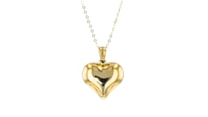 10kt Yellow Gold Puffed Heart Pendant Necklace