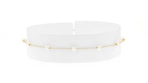 3-3.5mm Cultured Pearl Station Anklet in 14kt Yellow Gold