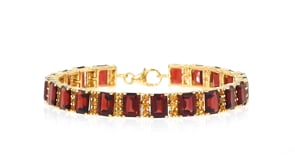 25.00 ct. t.w. Garnet Bracelet with 2.00 ct. t.w. Citrines in 18kt Gold Over Sterling