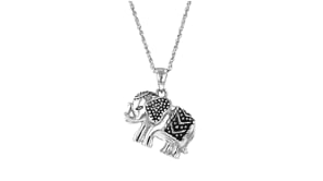 Sterling Silver Elephant Jewelry Set Drop Earrings and Pendant Necklace