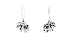 Sterling Silver Elephant Jewelry Set Drop Earrings and Pendant Necklace