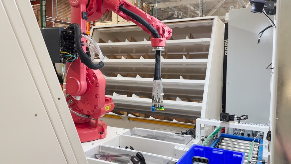 AI-powered robot performing routine self-check of suction cups