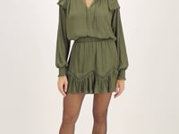 Green satin-look blouse with ruffles | My Jewellery