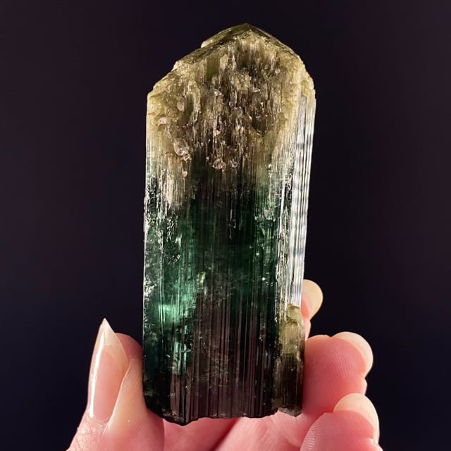 Tourmaline (rich color with a rare yellow termination)