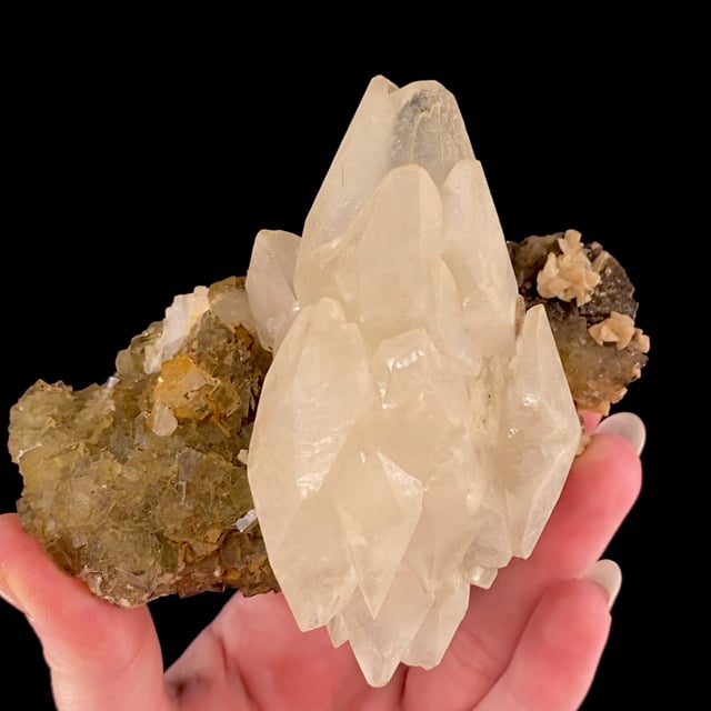 Calcite (doubly-terminated) with Fluorite and Dolomite