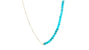 4-4.5mm Turquoise Bead and 14kt Yellow Gold Paper Clip Link Necklace