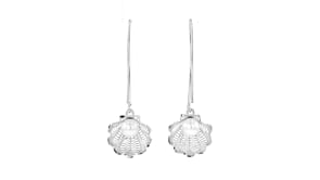 Italian 6mm Cultured Pearl Seashell Drop Earrings in Sterling Silver