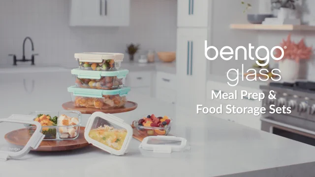 Bentgo 8pc Glass Leak-Proof Meal Prep Set White Stone