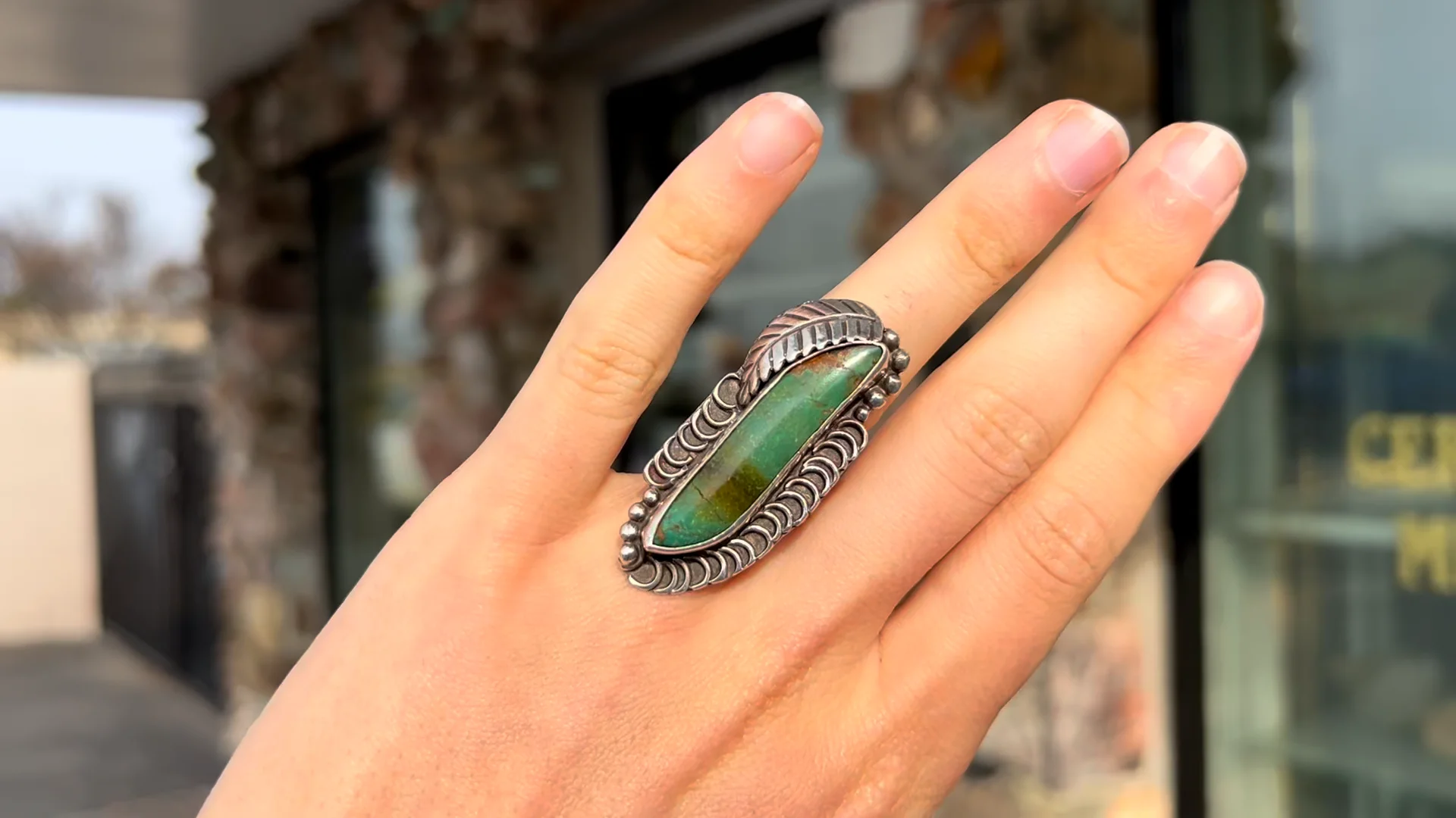 Vintage 1960’s Sterling sold Huge Natural Abalone Ring