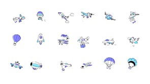 Animated Aircraft Doodle Set, a Duotone Icon by Vectors Market (Thumbnail 9 of 9)