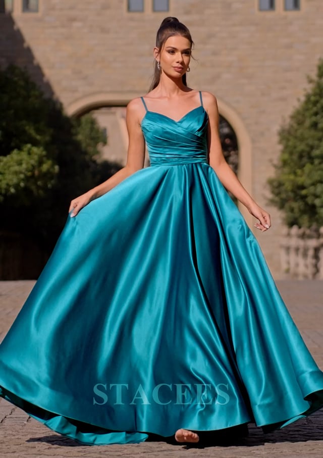 Turquoise Satin Dress